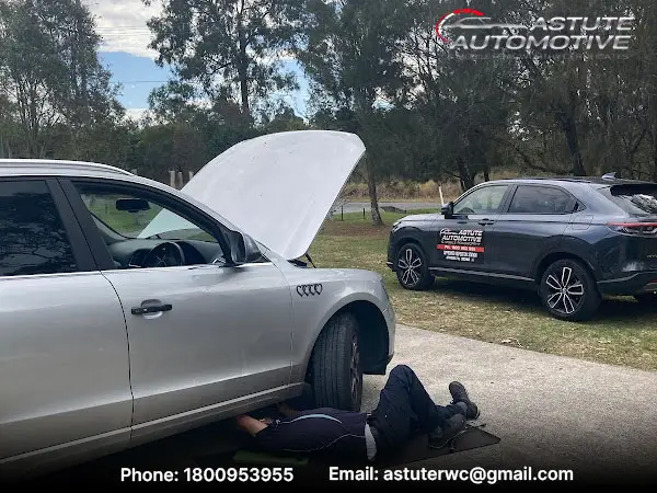 An Astute Automotive inspector carrying out a mobile roadworthy inspection at a customer address in Eaton Hills.